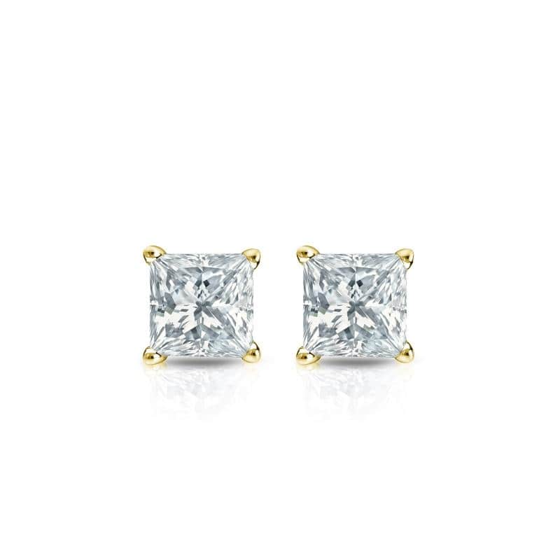 Auriya 18-karat Gold Lab Grown 0.30 carat TDW Princess Diamond Stud Earrings 4-Prong Basket Screw-back