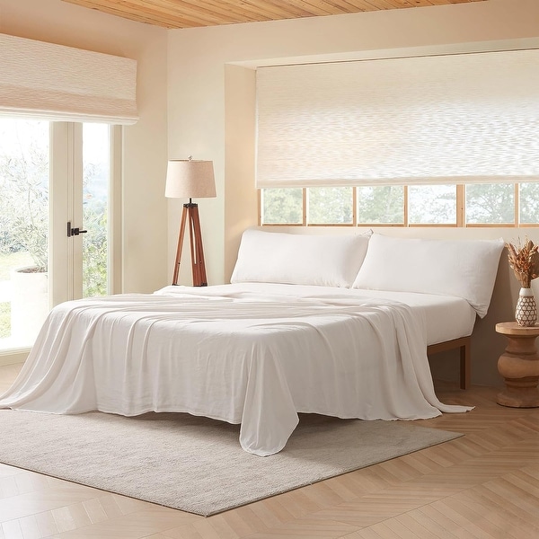 Dark Sky Reserve Bamboo Linen Sheet Set Portugal Made White Sand On Sale Bed Bath Beyond 38929409