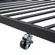 preview thumbnail 13 of 12, Twin Metal Platform Bed with Twin Trundle, House-Shaped Headboard Design, Non-Noise Bedroom Low Bed Frame W/Support Slats, Black