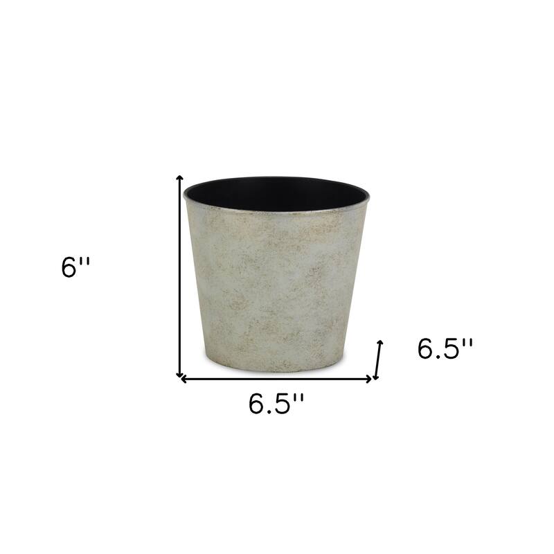 HomeRoots 7" Silver Recycled Plastic Indoor Outdoor Round Nursery Pot