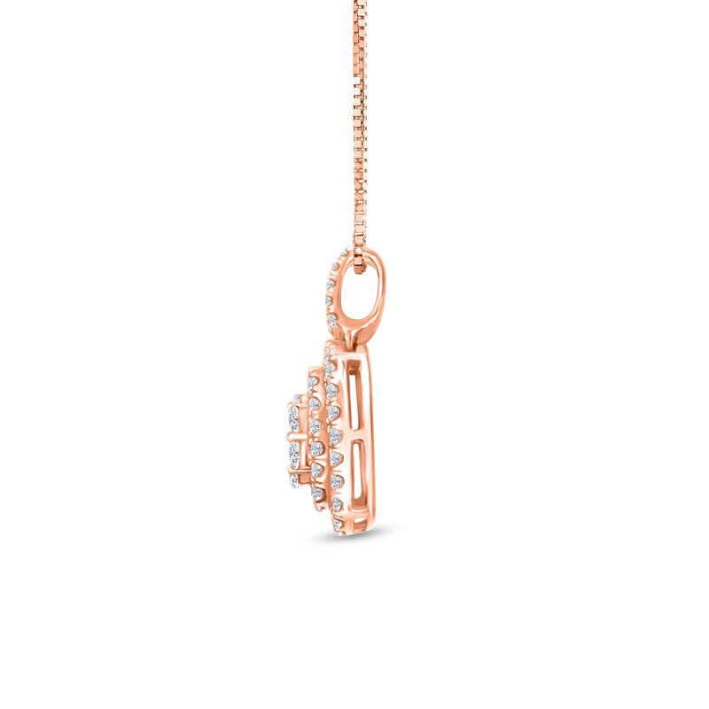 1 Cttw Natural Diamond 14KT Pink Gold Pendant