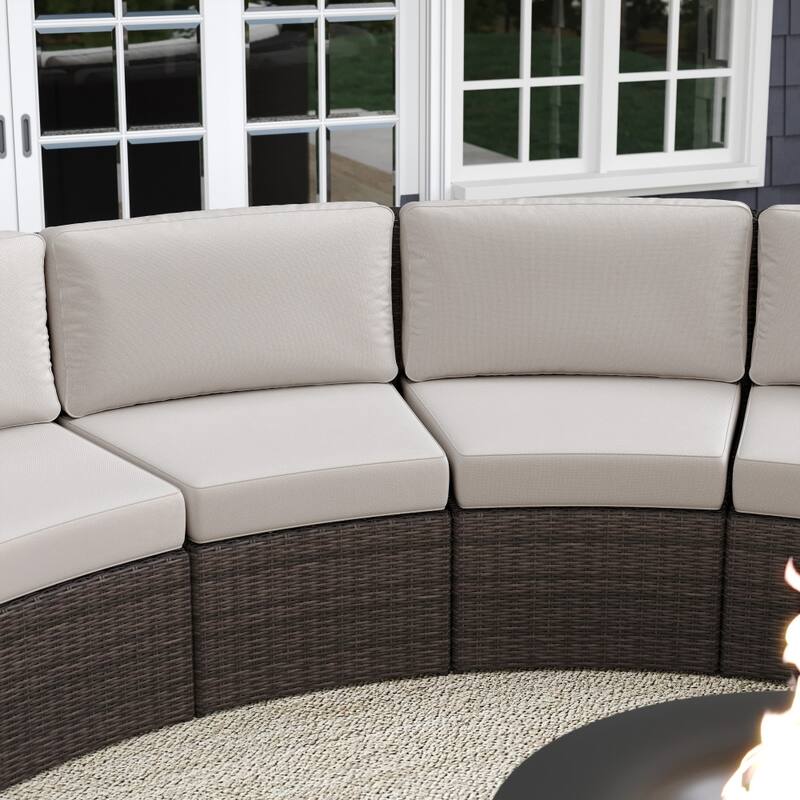 Martha Stewart Rattan Modular Patio Curved Sectional Seat - 33"W x 31"D x 30"H