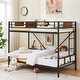 preview thumbnail 1 of 6, Rustic Brown Twin Metal Bunk Bed with Ladder & Adjustable Bottom