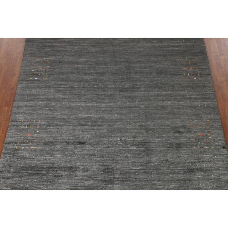 Tribal / Striped Gabbeh Oriental Area Rug Hand-Knotted Wool Carpet - 7'9" x 9'9"