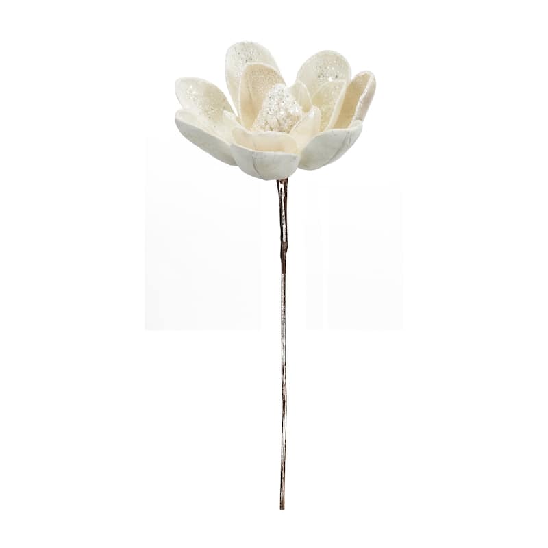 Set of 6 White Magnolia Floral Christmas Artificial Stems 20.5"