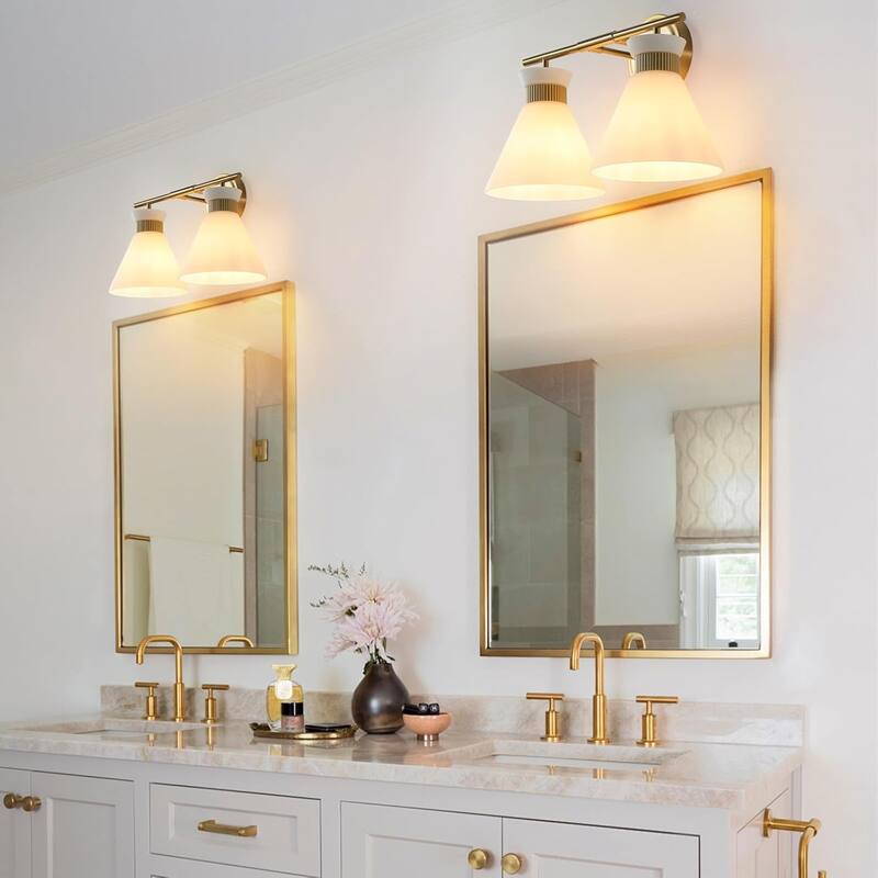 Dimmable Bathroom Vanity Light with Glass Shade