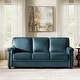 preview thumbnail 45 of 70, Rita Transitional Living Room 3-Seat Genuine Leather Nailhead Sofa with Solid Wood Legs and Removable Cushions TURQUOISE
