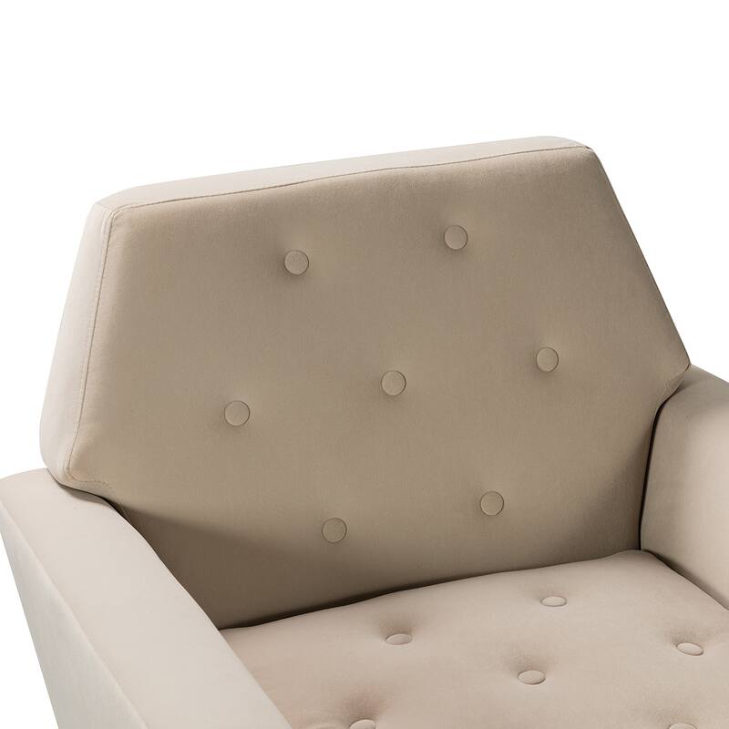 Lilia Contemporary Velvet Upholstered Tufted Back Armchair with Metal Golden legs by HULALA HOME