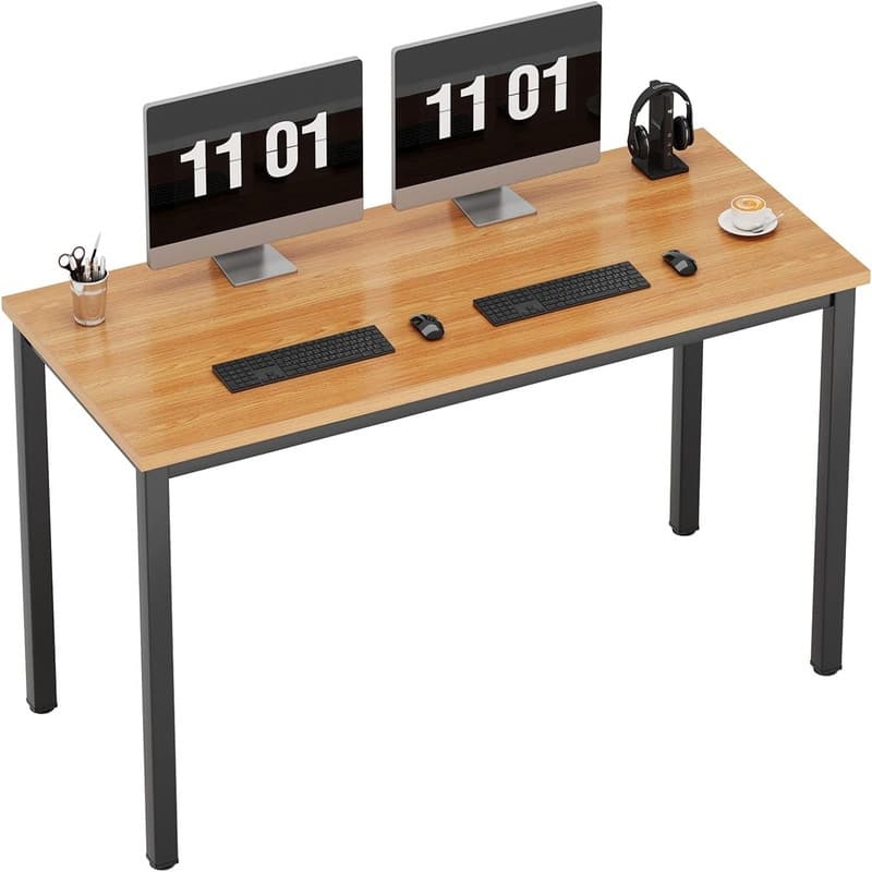 55 Inch Large Computer Desk - Teak + Black