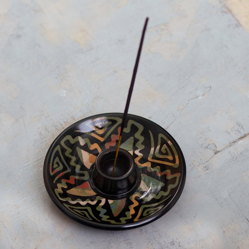 Novica Handmade Ancestral Constellation Ceramic Incense Holder