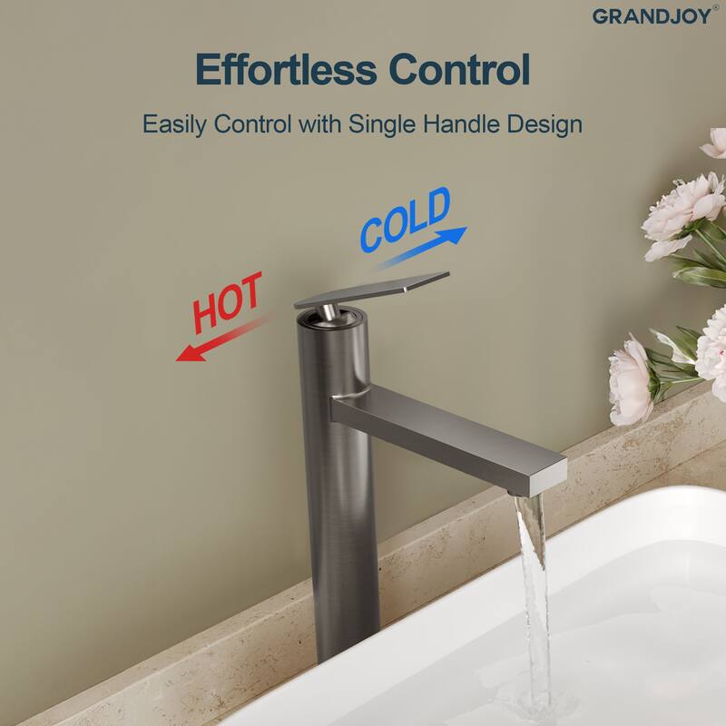 GRANDJOY 2-Pack High-Arc Bathroom Vanity Faucet, Single Hole Installation