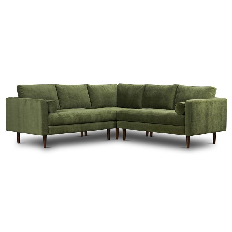 Poly & Bark Napa Fabric 98" Corner Sectional Sofa - Distressed Green Velvet