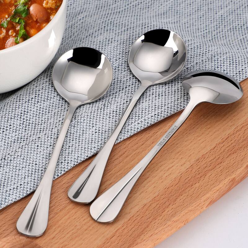 Stainless Steel Cooking Porridge Rice Soup Spoon 13cm Long 10pcs - Silver - 5.1" x 1.4" x 0.12"(L*W*T)