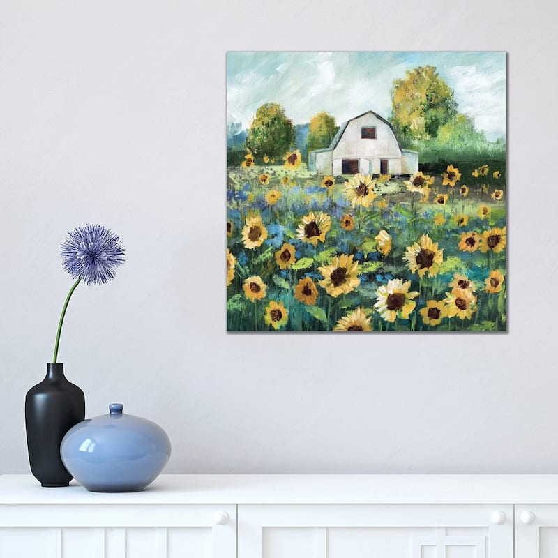 iCanvas "Sunflower Barn" by Nan Canvas Print - 18x18x1.5