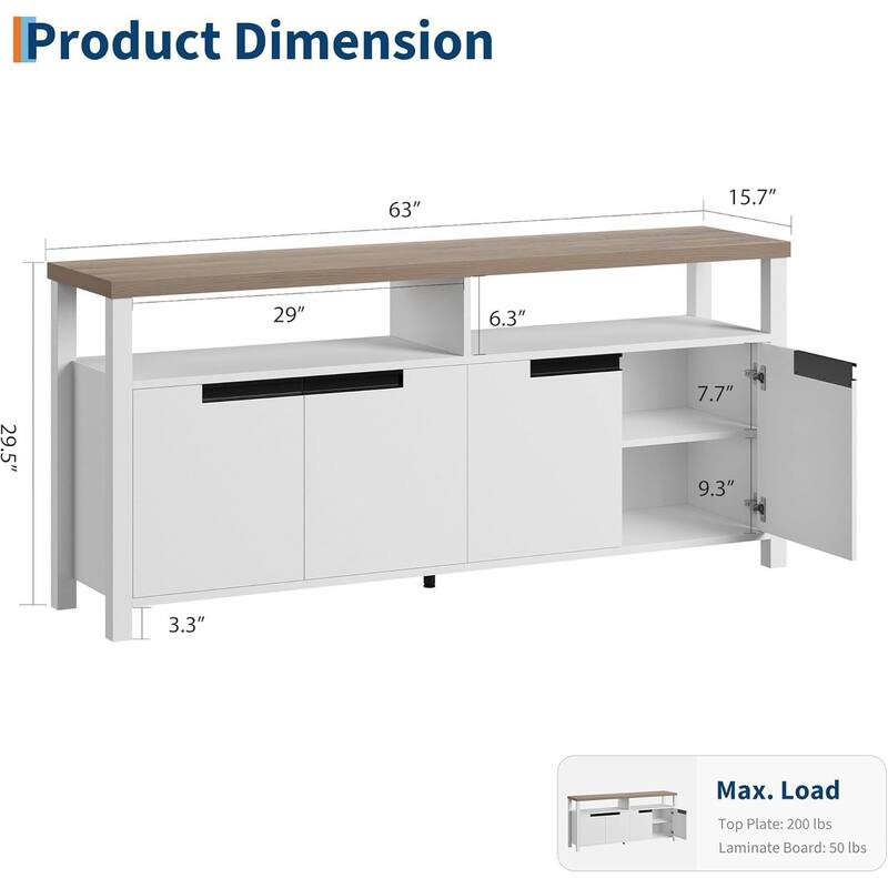 TV Stand, with Storage and Open Shelf