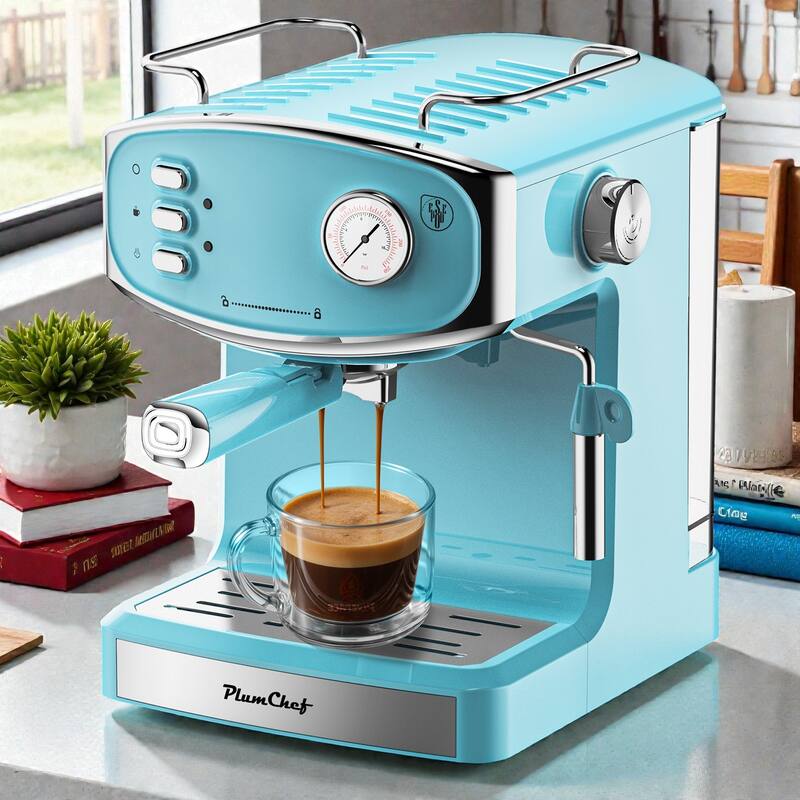 20 Bar Semi Automatic Espresso Machine with Milk Frother, Compact Stainless Steel Coffee Maker with 54 oz Tank