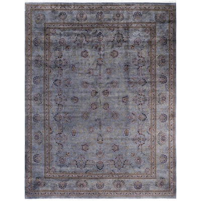 Overdyed One-of-a-Kind Hand-Knotted Area Rug - Gray - 9' 1" x 12' 1"
