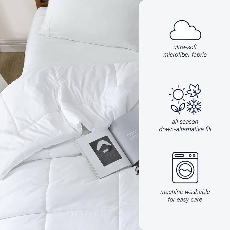 Swift Home All-Season Down Alternative Single Comforter & Duvet Insert 1-Piece Bedding - White Color Only