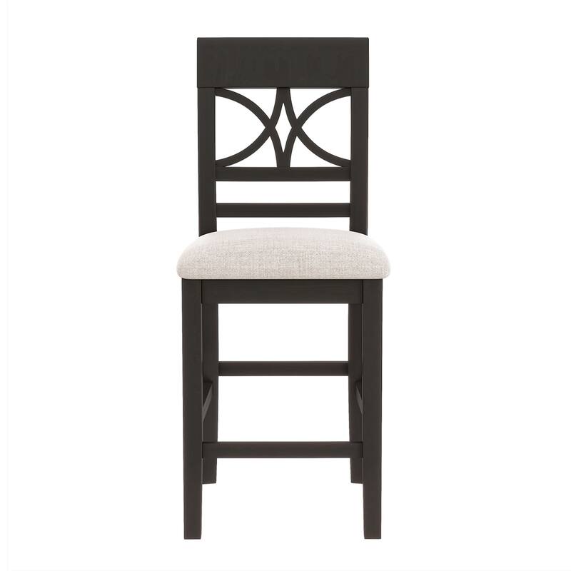 6-Piece Wood Counter Height Dining Table Set with Storage Shelf