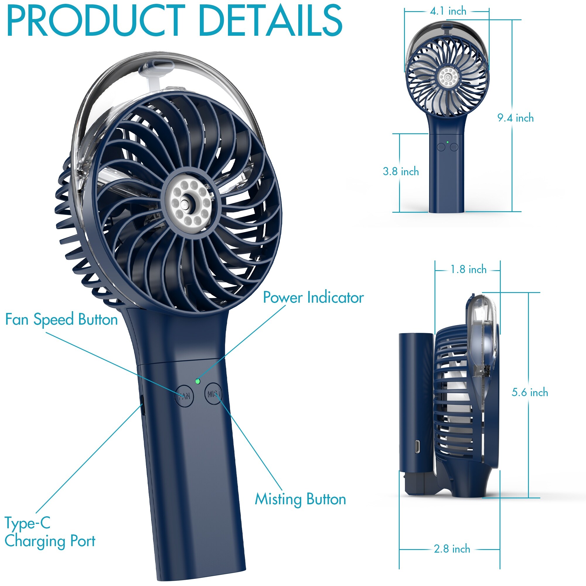 comlife handheld misting fan