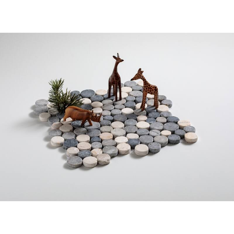 Penny Rounds 11 in. x 11 in. Honed Marble Mesh-Mounted Mosaic Wall and Floor Tile