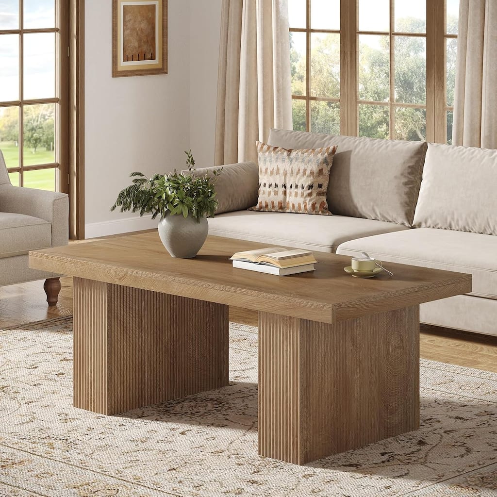 47.24 Inch Farmhouse Coffee Table, Rectangle Center Table for Living Room