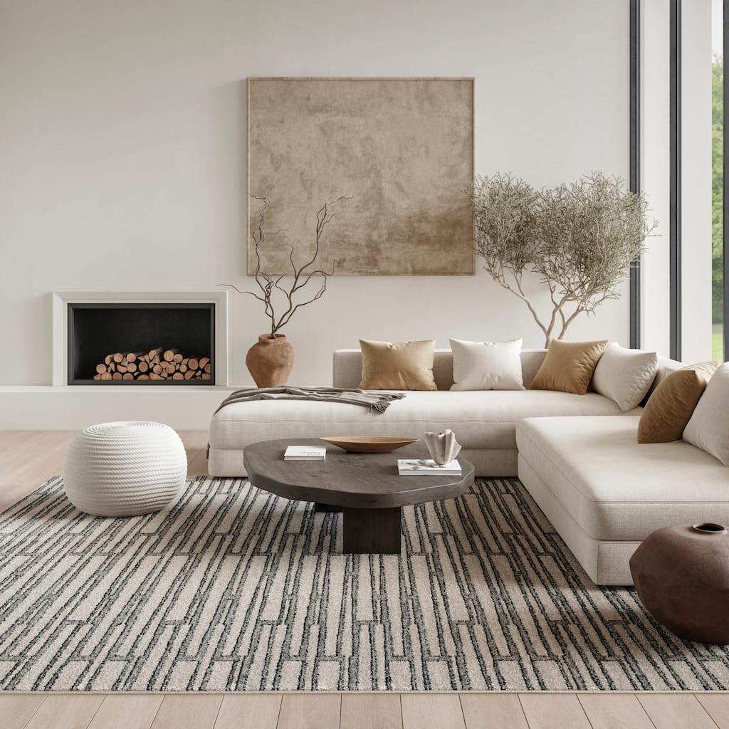 Nourison Nordic Indoor only Grey Geometric Area Rug