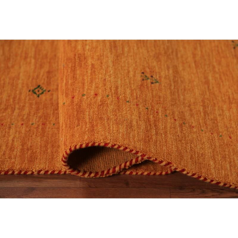 Orange Gabbeh Modern Area Rug Hand-Knotted Wool Carpet - 5'3" x 8'0"