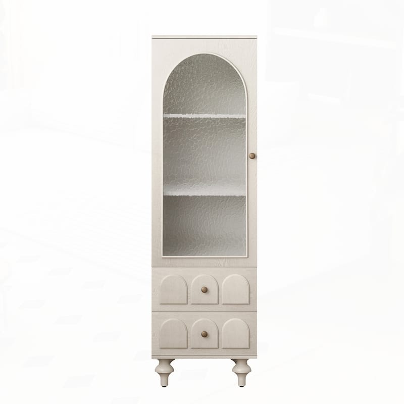 Tall Storage Cabinet Display Cabinet with Tempered Glass Door and an Adjustable Shelf