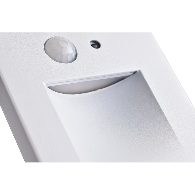 Hardwired White Motion Sensing Vertical LED Stair Light with Motion and Photocell Sensor