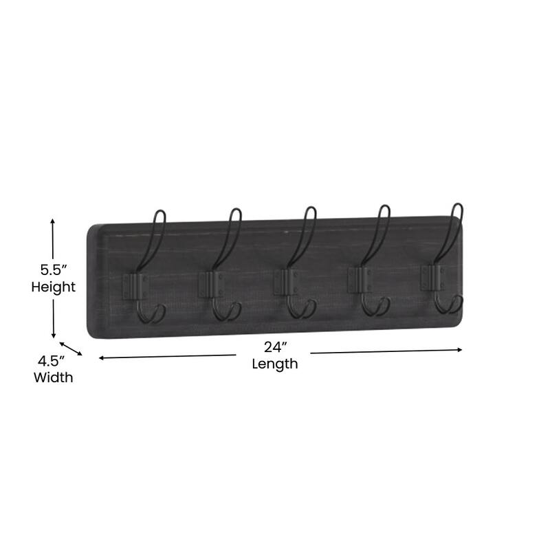 Wall Mounted Storage Rack with Upper Shelf and Storage Hooks