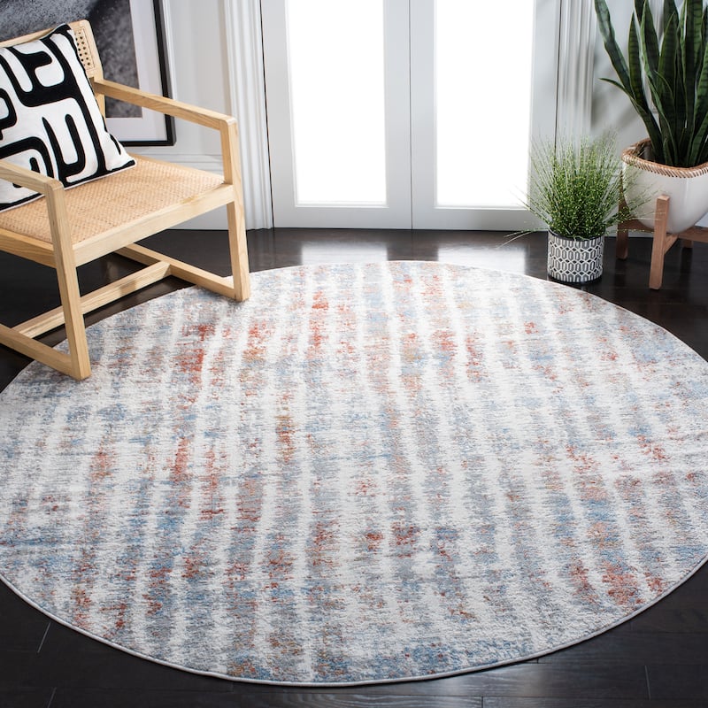 SAFAVIEH Amelia Leili Modern Rug - 6'7" Round - Grey/Rust