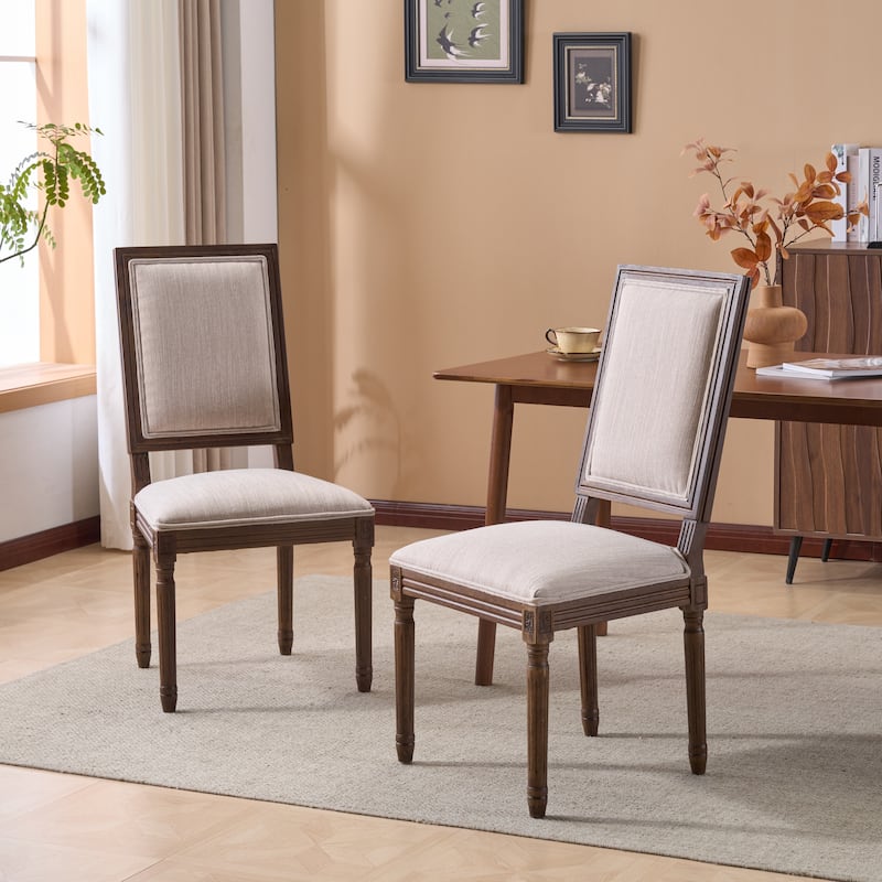 Christopher Knight Home - French Country Dining Chairs Set with Upholstered Backrest & Upholstered Seats with Fluted Legs