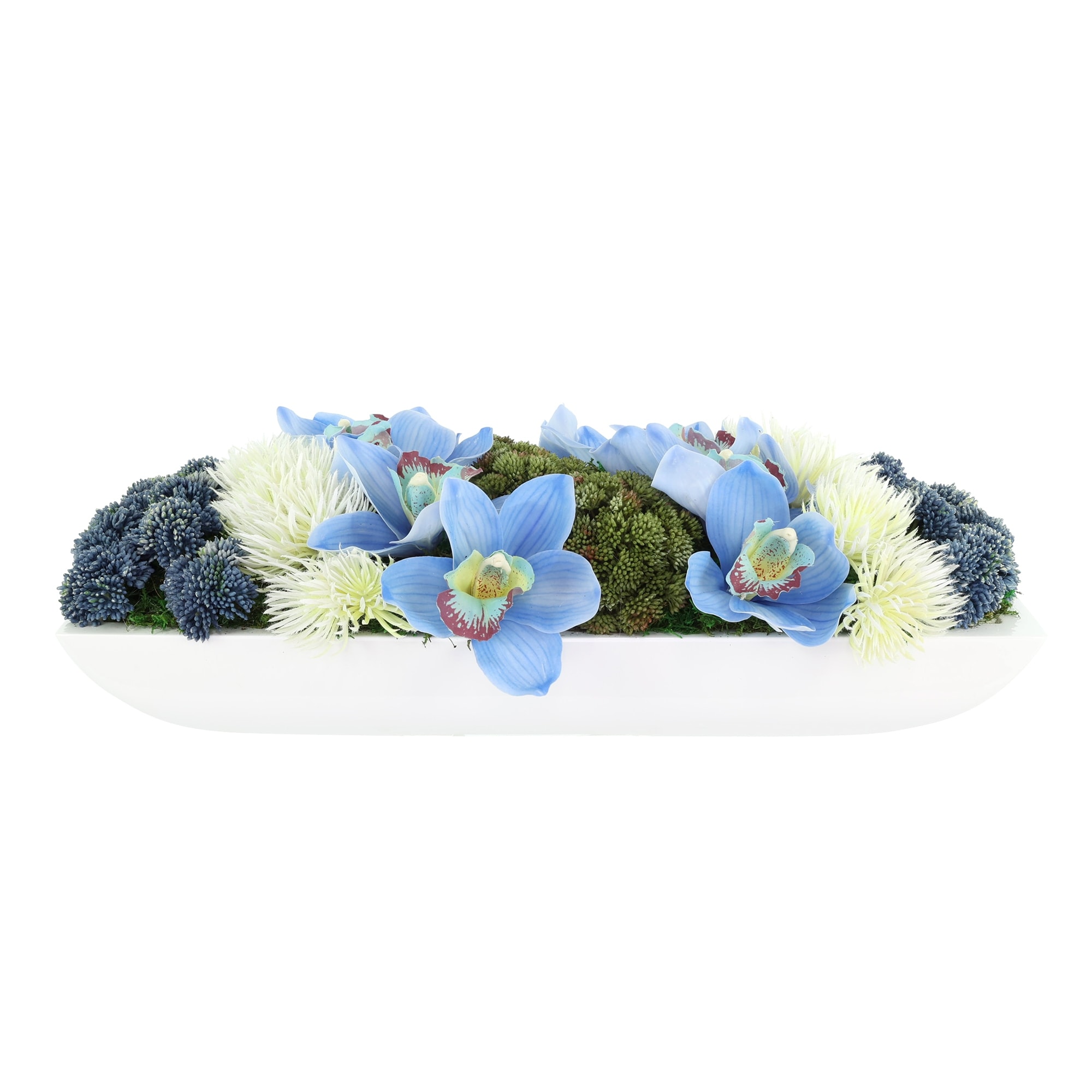 Sedum and Orchid Arrangement in Fiberstone Planter - 7
