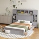 preview thumbnail 59 of 105, Modern Platform Bed with Integrated Cabinet, Trundle Bed and Drawers