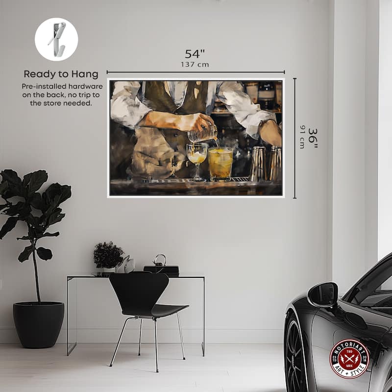 Notoriart Bartender Framed Bar Cart Art For Men
