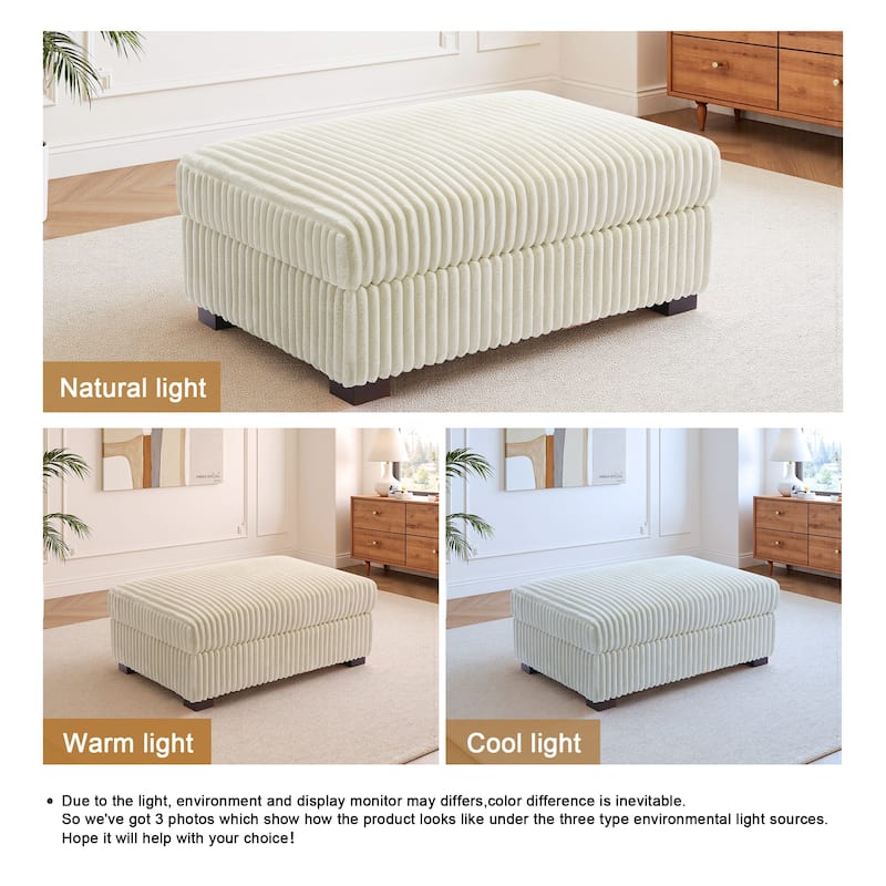Modern Cotton Flannel Upholstery Oversized Ottoman