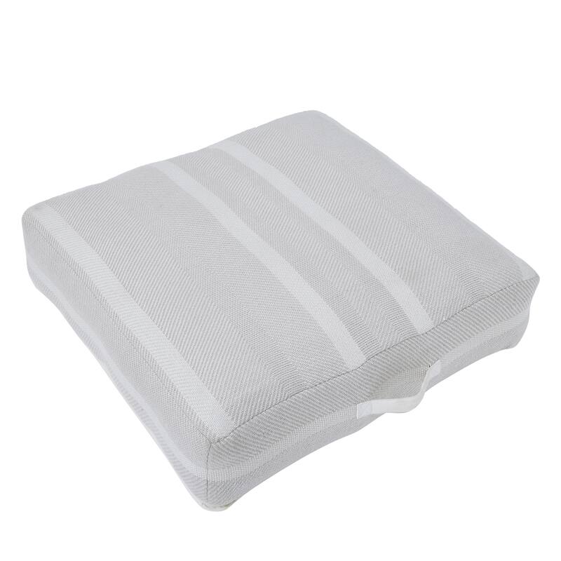 Renwil Rousseau Indoor 100% PET Floor Pouf, Light Grey/ Ivory