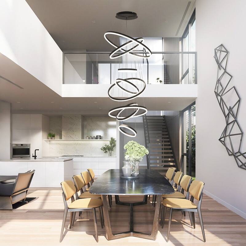 Modern LED Ring chandelier Large High Ceiling Chandelier