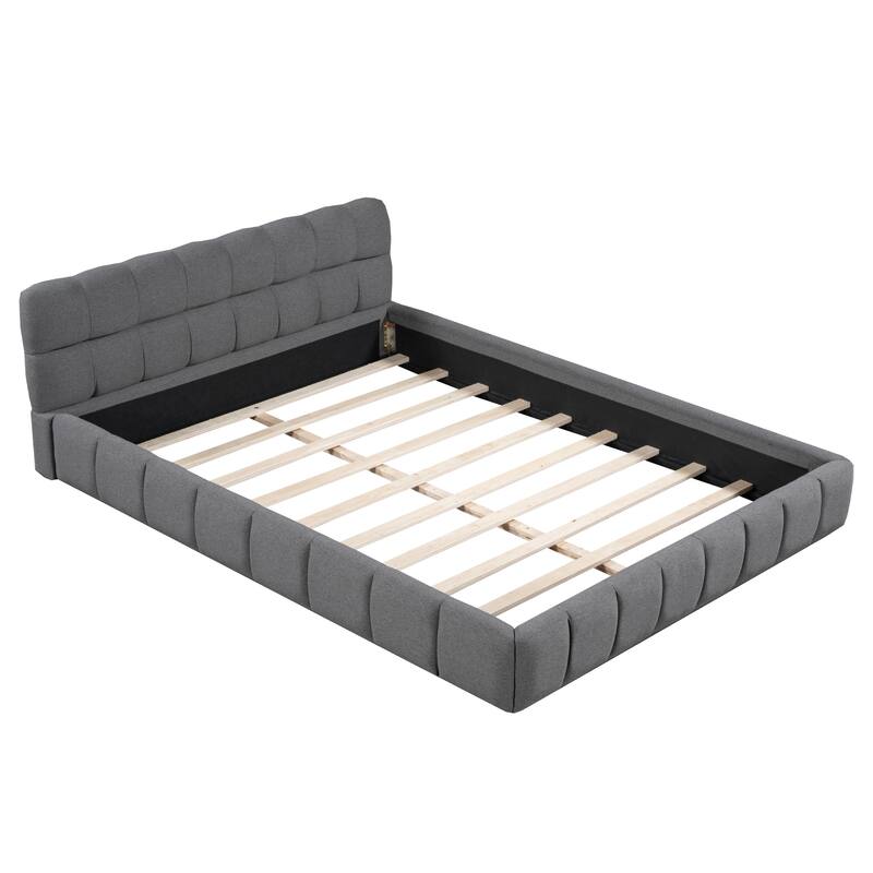 Upholstered Platform Bed with Thick Fabric