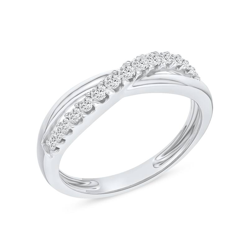 1/5ct TDW Diamond Cross Over Promise Ring in 10K Gold for Women