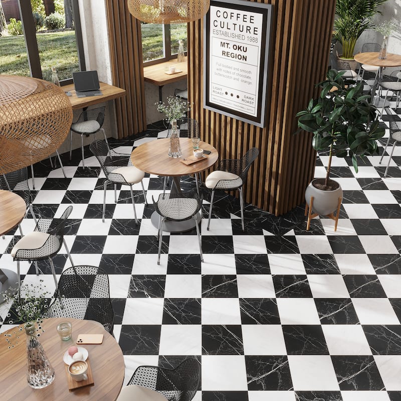 Regalia 12x12 Nero Black Porcelain Veining Wall and Floor Tile (13.56 sq ft/case) - 14 Pack