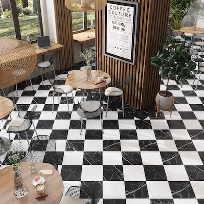 Regalia 12x12 Nero Black Porcelain Veining Wall and Floor Tile (13.56 sq ft/case) - 14 Pack