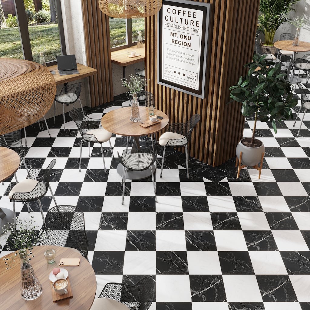 Regalia 12x12 Nero Black Porcelain Veining Wall and Floor Tile (13.56 sq ft/case) - 14 Pack