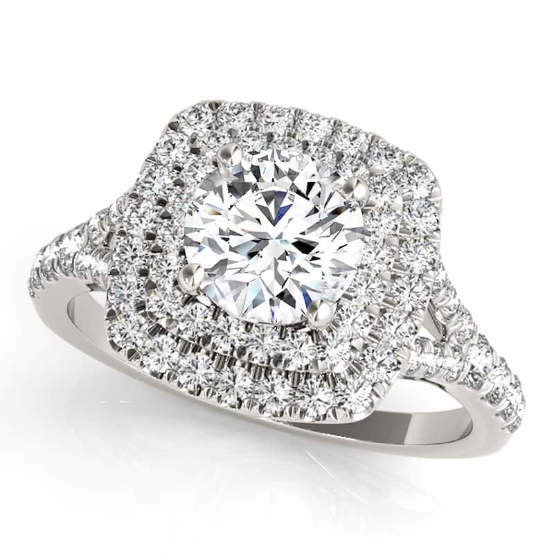 Auriya 14k-White Gold Lab Grown Round Diamond Halo Engagement Ring 0.50 to 5.00 ct. tw. (F-G VS) - 5 - 1.75 ct. tw.