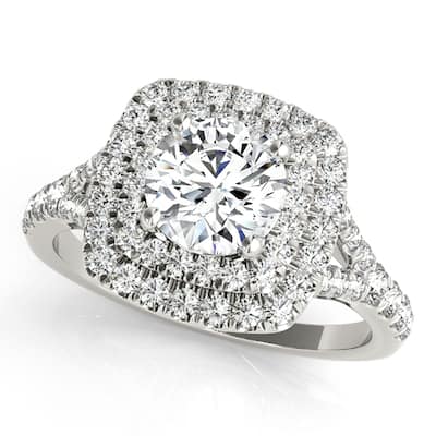 Auriya 14k-White Gold Lab Grown Round Diamond Halo Engagement Ring 0.50 to 5.00 ct. tw. (F-G VS)
