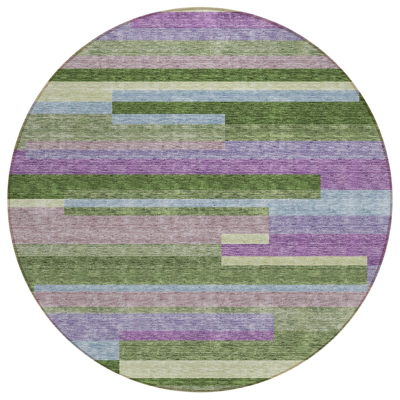 Machine Washable Indoor/ Outdoor Modern Stripes Chantille Rug