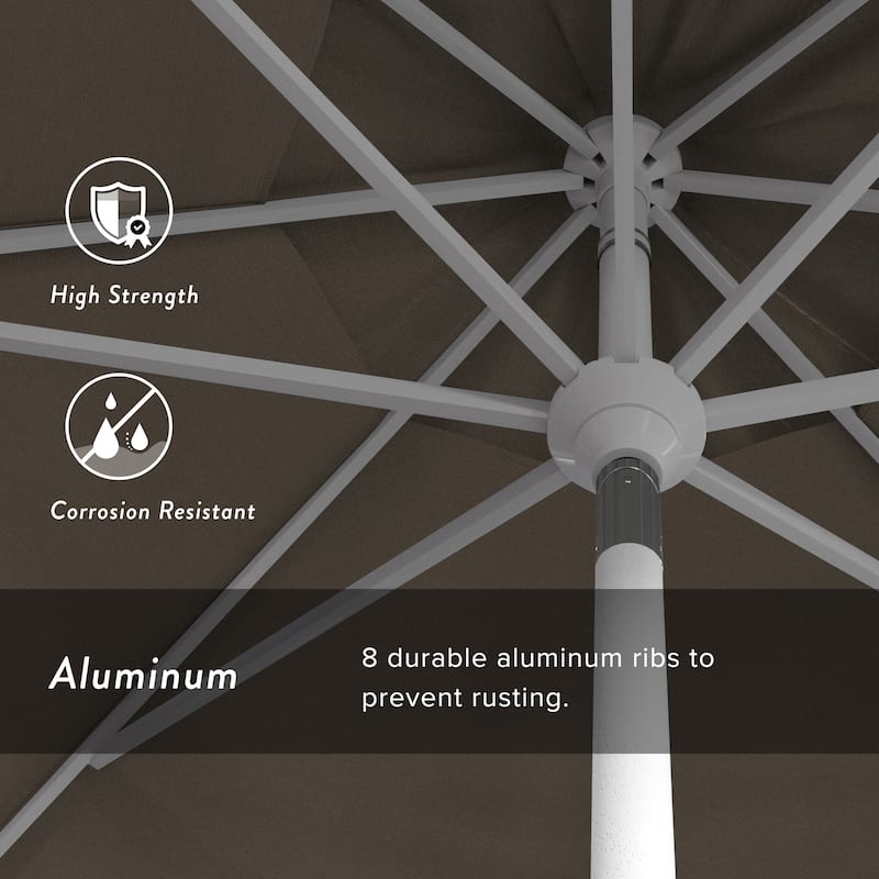 California Umbrella 11' Golden State Series Patio Umbrella White Aluminum Frame Crank Lift Collar Tilt Sunbrella