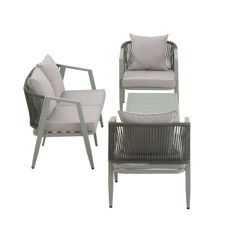 Outdoor Metal Chairs with Iron Table for Patios (Set of 4)
