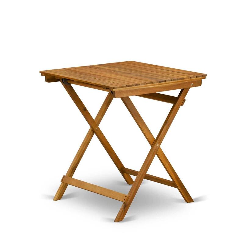 Oval Patio Dining Table - Acacia Wood Outdoor Table 26x26 Inch - Natural Finish - 25.6